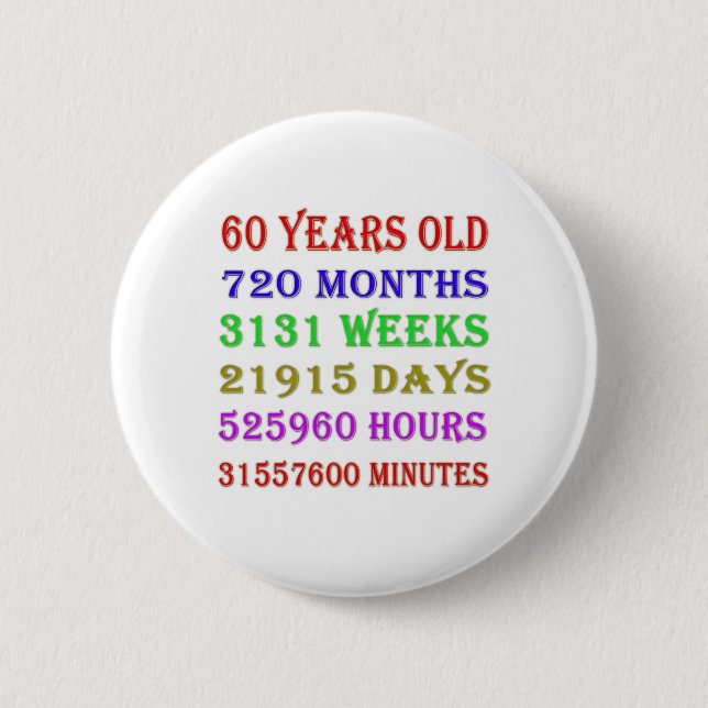 60th Birthday Milestones Button (Front)
