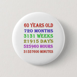 60th Birthday Milestones Button