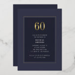 60th Birthday Minimal Elegant Dark Gold Frame Foil Invitation<br><div class="desc">60th Birthday Minimal Elegant Dark Purple Gray Gold Frame Foil Birthday Party Invitation</div>