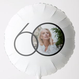 60th Birthday Minimalist Custom Photo Black White Balloon