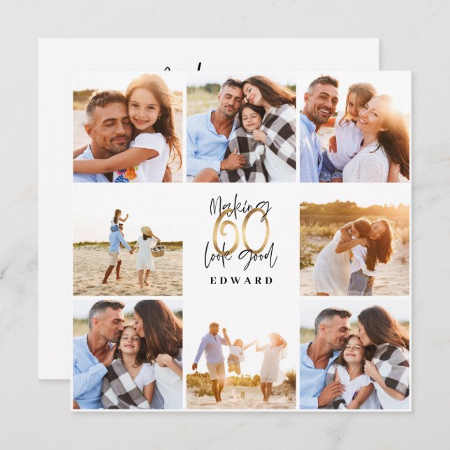 60th birthday modern black and gold  (Front/Back)