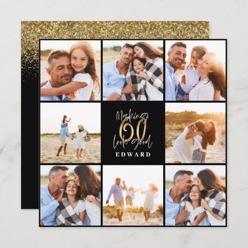 60th birthday modern black and gold photo collage