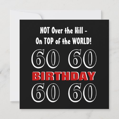 60th Birthday Modern Red Silver Black Funny W1028 Card