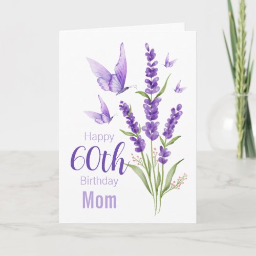 60th Birthday Mom Lavender_scented Butterfly  Card