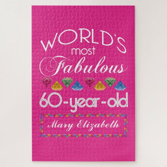 60th Birthday Most Fabulous Colorful Gems Pink Jigsaw Puzzle | Zazzle.com