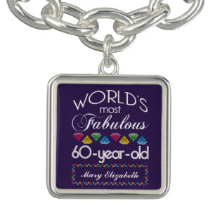 60th Birthday Most Fabulous Colorful Gems Purple Bracelet