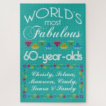 60th Birthday Most Fabulous Group Of Friends Gems Jigsaw Puzzle by BCMonogramMe at Zazzle