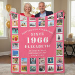 60th Birthday Mother Family Photo collage Pink Fleece Blanket<br><div class="desc">Celebrate a Life of Memories: Personalized 60th Birthday Photo Collage Pink Fleece Blanket Wrap your loved one in warmth and cherished memories with this beautiful, ultra-soft Personalized Photo Collage Fleece Blanket. Designed specifically for a milestone birthday, this cozy throw makes the perfect sentimental gift for your mother. Key Features: Customizable...</div>