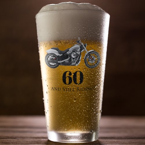 60th Birthday Motorcycle Theme Cool Party Glass