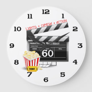 60th Birthday Movie Theme Large Clock