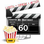 60th Birthday Movie Theme Statuette<br><div class="desc">60th Movie Birthday party t-shirts,  party favors,  cards,  buttons for your Movie themed birthday party. 60th birthday presents and decorations with film movie clapboard,  popcorn,  lights,  camera,  action,  60. 60 year old gifts for people turning 60.</div>