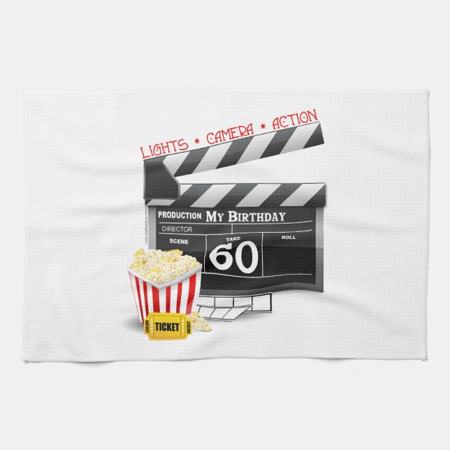 60th Birthday Movie Theme Towel (Horizontal)