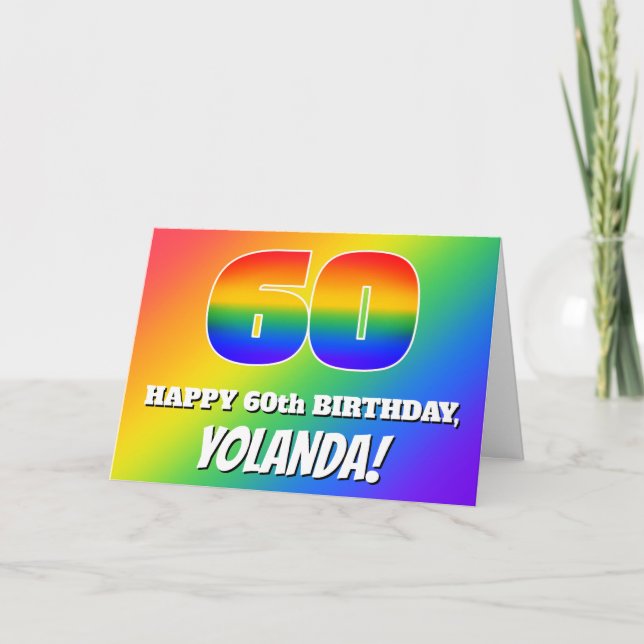 60th Birthday: Multicolored Rainbow Pattern # 60 Card (Front)