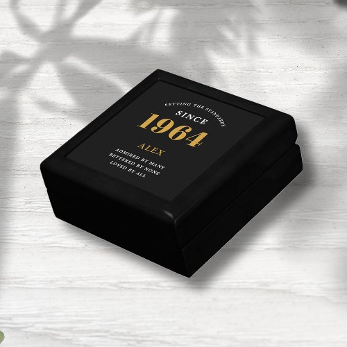 60th Birthday Name 1964 Black Gold Elegant Chic Gift Box