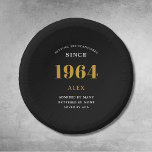 60th Birthday Name 1964 Black Gold Elegant Chic Paper Bowls<br><div class="desc">1964 Setting The Standards Paper Bowls: 60th Birthday Customizable Black Gold Elegant Chic Dining Ware. Celebrate a momentous milestone with our fully customizable 1964 Setting The Standards Paper Bowls. Embellished with an elegant black and gold design, these bowls add a luxe touch to the celebration. Ideal for snacks, dessert or...</div>