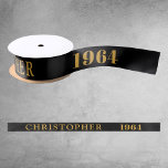 60th Birthday Name 1964 Black Gold Elegant Chic Satin Ribbon<br><div class="desc">60th Birthday Black Gold Elegant Chic Satin Ribbon Born 1964 - Personalized Celebration Accessory. Be a showstopper at your birthday bash with our 60th Birthday Name 1964 Black Gold Elegant Chic Satin Ribbon! Embellished with stunning black and gold, this satin ribbon speaks volumes of your unique style and sophisticated taste....</div>