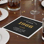 60th Birthday Name 1966 Black Gold Elegant Chic Napkins<br><div class="desc">Premium 60th Birthday Black and Gold Personalized Paper Napkins - Celebration Elegance. Celebrate a milestone birthday in style with our chic, premium-quality, 60th Birthday Paper Napkins. Exquisitely designed with a striking black and gold color scheme, these napkins add a touch of luxury and sophistication to any 60th birthday bash. Express...</div>