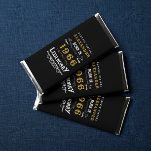 60th Birthday Name 1966 Black Gold Legend Hershey Bar Favors