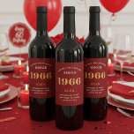 60th Birthday Name 1966 Red Gold Elegant Chic Wine Label<br><div class="desc">1966 Vintage 60th Birthday Red & Gold Elegant Wine Label. Celebrate your milestone with our exclusive 1966 Vintage 60th birthday wine label. The meticulously designed label with stunning black and gold hues effortlessly enhances the visual appeal of your favorite wine. The year 1966, prominently featured on the label, adds a...</div>