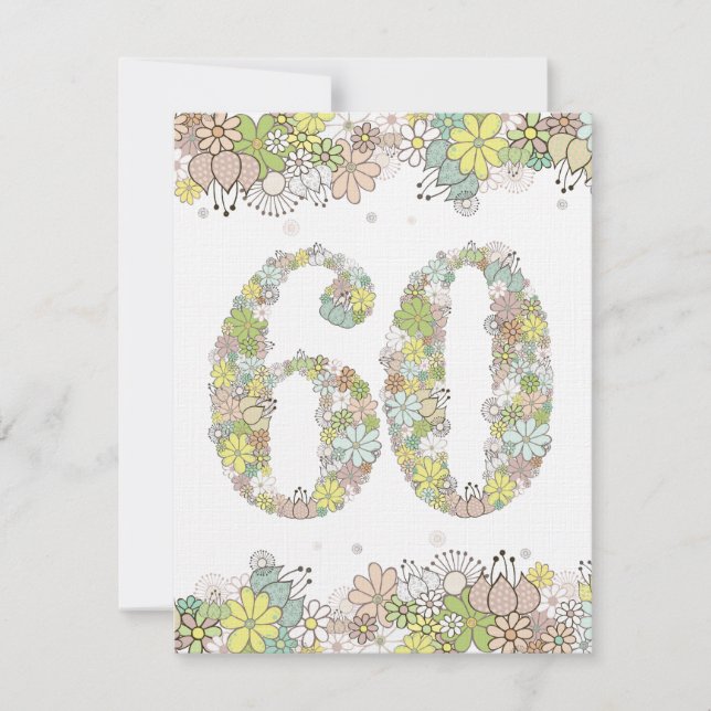 60th Birthday Natural Blooms Ladies Photo Invite (Front)