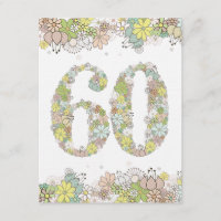 60th Birthday Natural Blooms Ladies Photo Invite