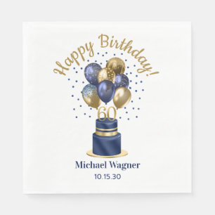 60th Birthday Navy Blue Balloon Cake Napkins