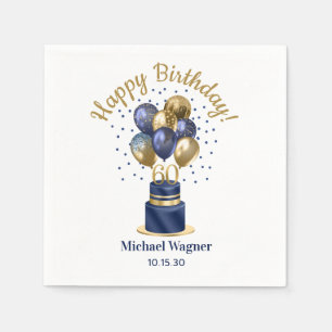 60th Birthday Navy Blue Balloon Cake Napkins