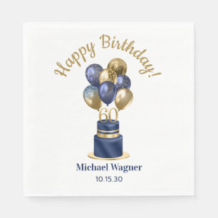 60th Birthday Navy Blue Balloon Cake Napkins