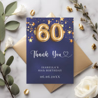 60th birthday navy blue gold stars
