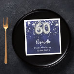 60th birthday navy blue silver stars napkins<br><div class="desc">For a 60th birthday celebration. A navy blue background color with faux silver stars. The blue color is uneven.  Add your name,  text.</div>