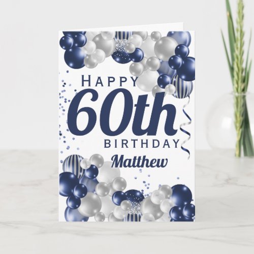 60th Birthday Navy Celebration Card