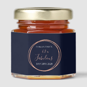 60th Birthday Navy Gold Birthday Party Honey Jar Favors
