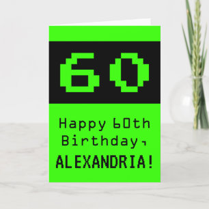 60th Birthday: Nerdy / Geeky Style "60" and Name Card
