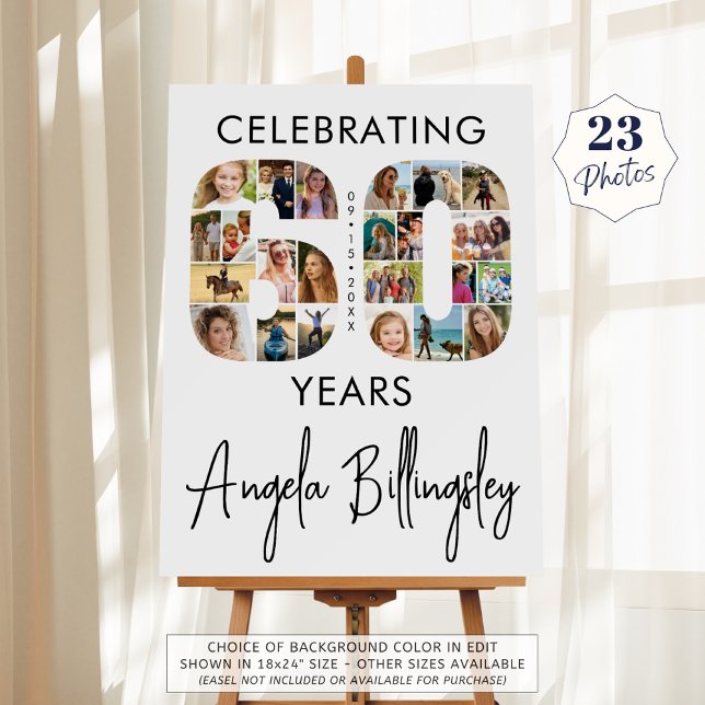 60th Birthday Number 60 23 Photo Collage Foam Board (Creator Uploaded)