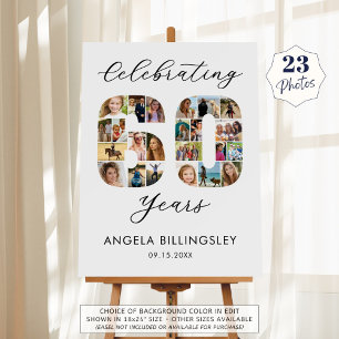 60th Birthday Number 60 23 Photo Collage Foam Board