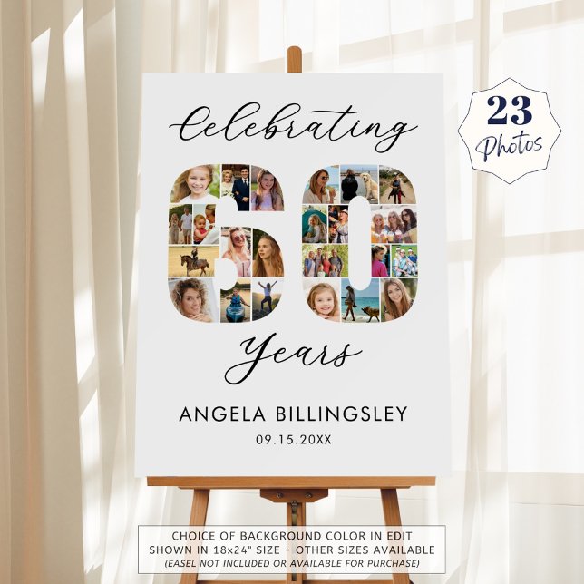 60th Birthday Number 60 23 Photo Collage Foam Board (Creator Uploaded)