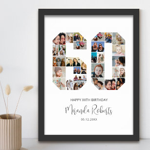60th Birthday Number 60 Custom Photo Collage Poster
