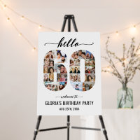 60th Birthday Number 60 Custom Photo Collage White