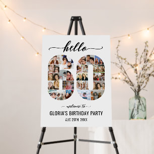 60th Birthday Number 60 Custom Photo Collage White Foam Board