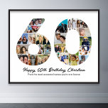 60th Birthday Number 60 Photo Collage Anniversary Poster<br><div class="desc">Mark sixty years of wonderful memories and adventures with this captivating 60th Birthday Number Photo Collage. This customizable template is the perfect blend of creativity and sentiment, allowing you to create a truly memorable gift for your loved one's special day. Capture the essence of ten incredible years in a single...</div>