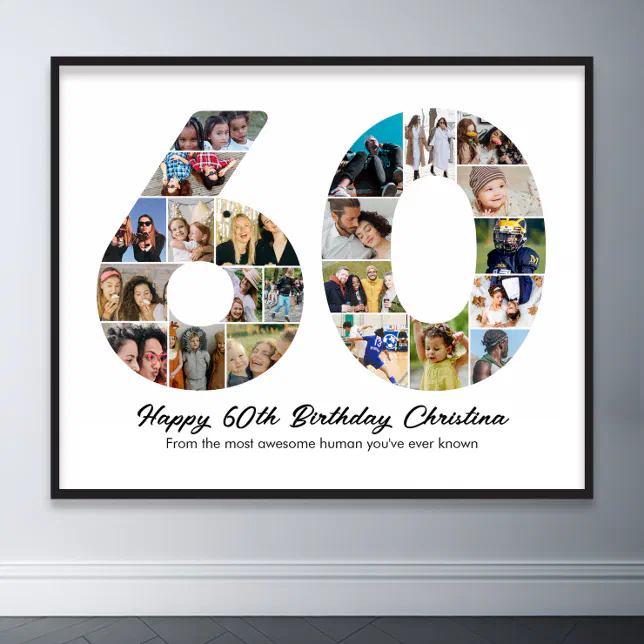 60th Birthday Number 60 Photo Collage Anniversary Poster | Zazzle