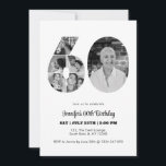 60th Birthday Number 60 Photo Collage Black White Invitation<br><div class="desc">Mark sixty years of wonderful memories and adventures with this captivating 60th Birthday Number Photo Collage. This customizable template is the perfect blend of creativity and sentiment, allowing you to create a truly memorable gift for your loved one's special day. Capture the essence of incredible years in a single masterpiece...</div>