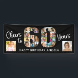 60th Birthday Number 60 Photo Collage Cheers Banner<br><div class="desc">60th Birthday Number 60 Photo Collage Cheers to 60 Years Banner with 25 Photos. Celebrate a 60th birthday with this custom color unique photo collage banner featuring the number 60 filled with 23 pictures, the title CHEERS TO 60 YEARS, two larger corner photos and your custom text (shown with HAPPY...</div>