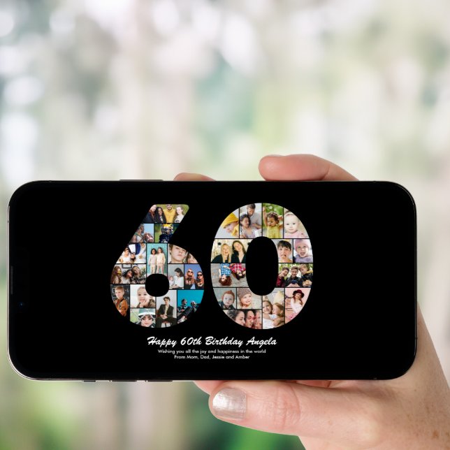 60th Birthday Number 60 Photo Collage Gift Poster (Front Digital)