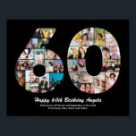 60th Birthday Number 60 Photo Collage Gift Poster<br><div class="desc">Mark years of wonderful memories and adventures with this captivating 60th Birthday Number Photo Collage. This customizable template is the perfect blend of creativity and sentiment, allowing you to create a truly memorable and personalized gift for your loved one's special day. Capture the essence of incredible years in a single...</div>