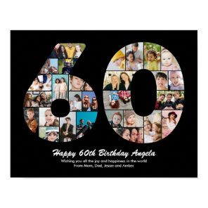 60th Birthday Number 60 Photo Collage Gift Poster