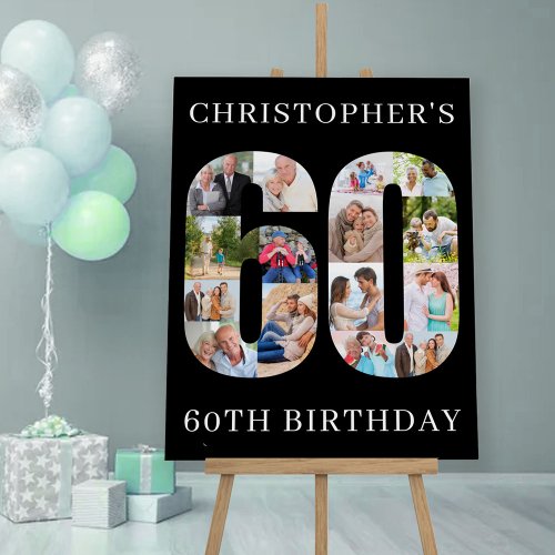 60th Birthday Number 60 Photo Collage Personalized Foam Board