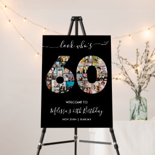 60th Birthday Number 60 Photo Collage Welcome Foam Board
