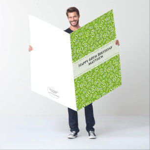 60th Birthday Number Pattern green/White Jumbo Card