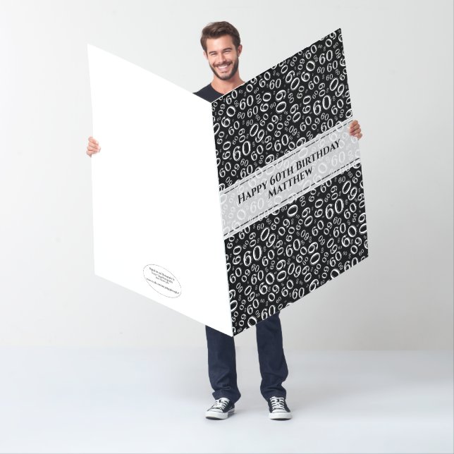 60th Birthday Number Pattern Purple/White Jumbo Card (In Situ)